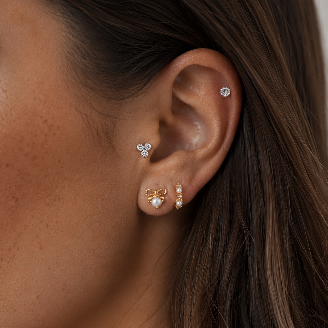Crystal pearl hoop