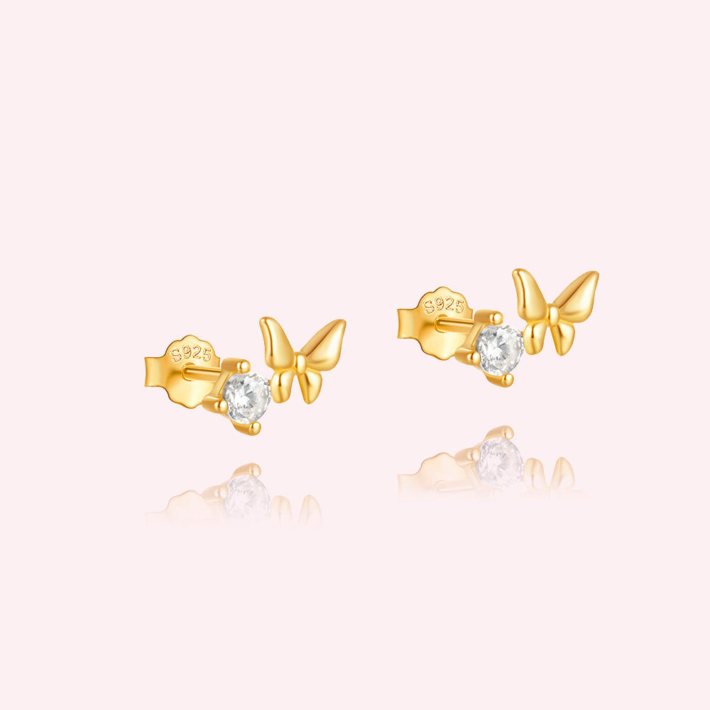 Crystal & butterfly studs