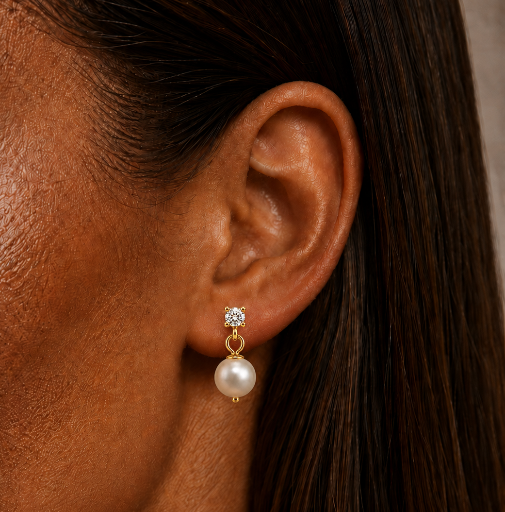 Drop pearl stud