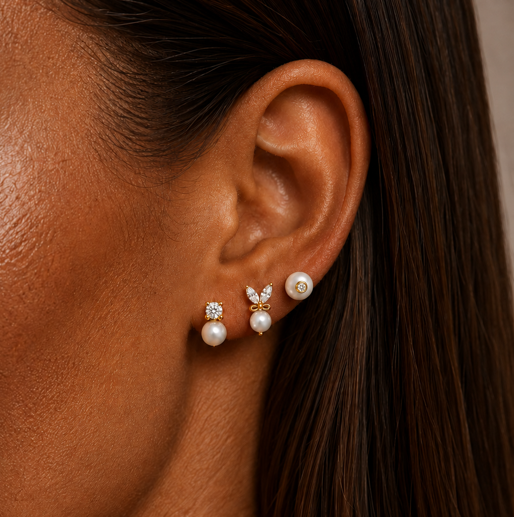 Crystal pearl stud