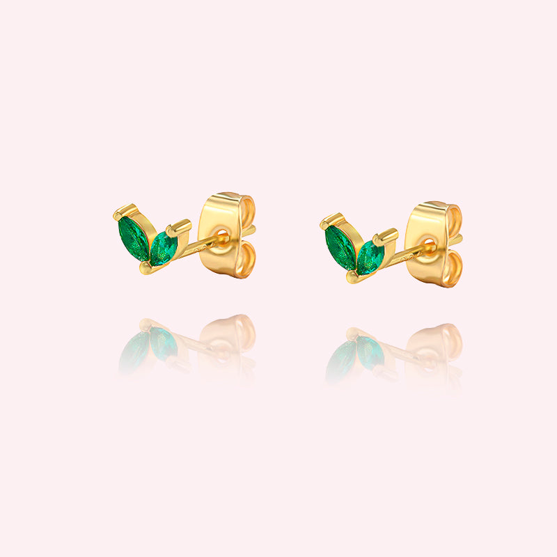 Double crystal leaf studs