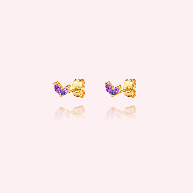 Double crystal leaf studs