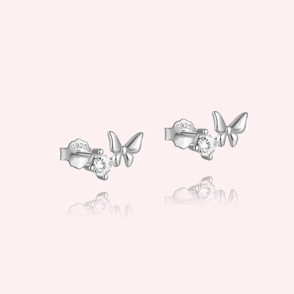 Crystal & butterfly studs