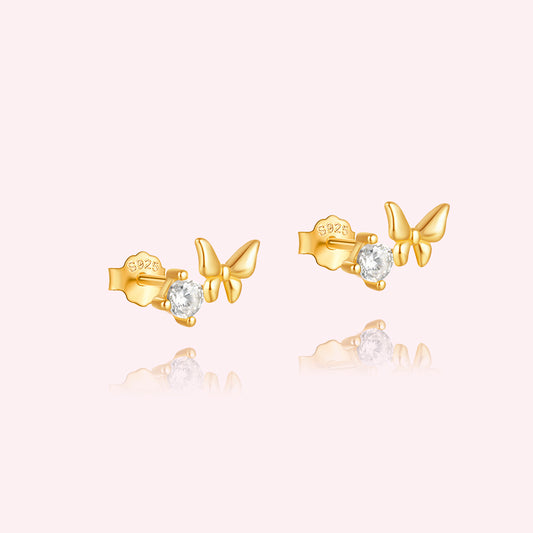 Crystal & butterfly studs