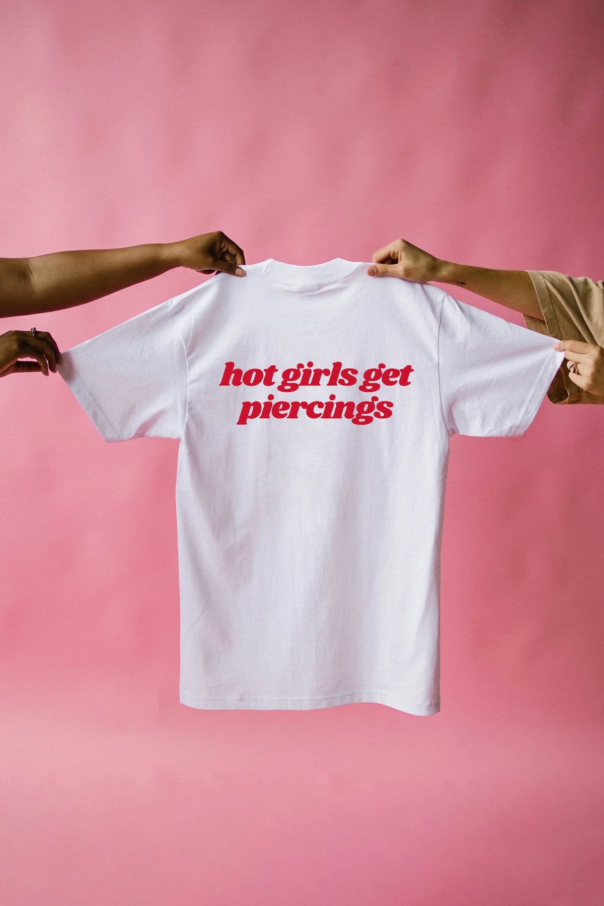 ''Hot girls get piercings'' azaria white t-shirt