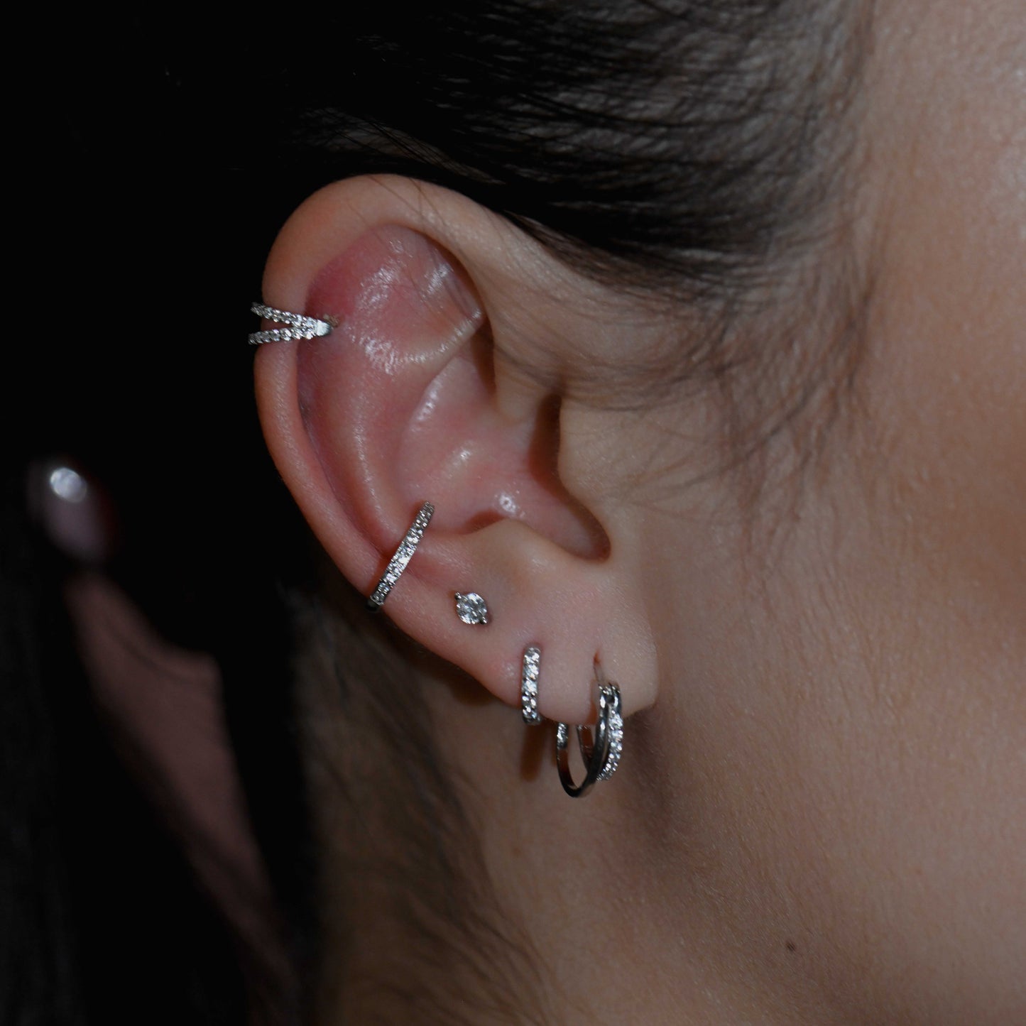 Simple crystal ear cuff