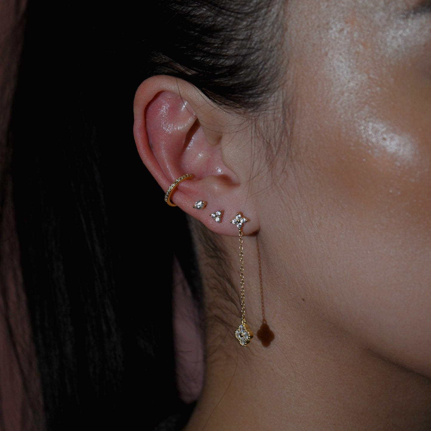 Simple crystal ear cuff