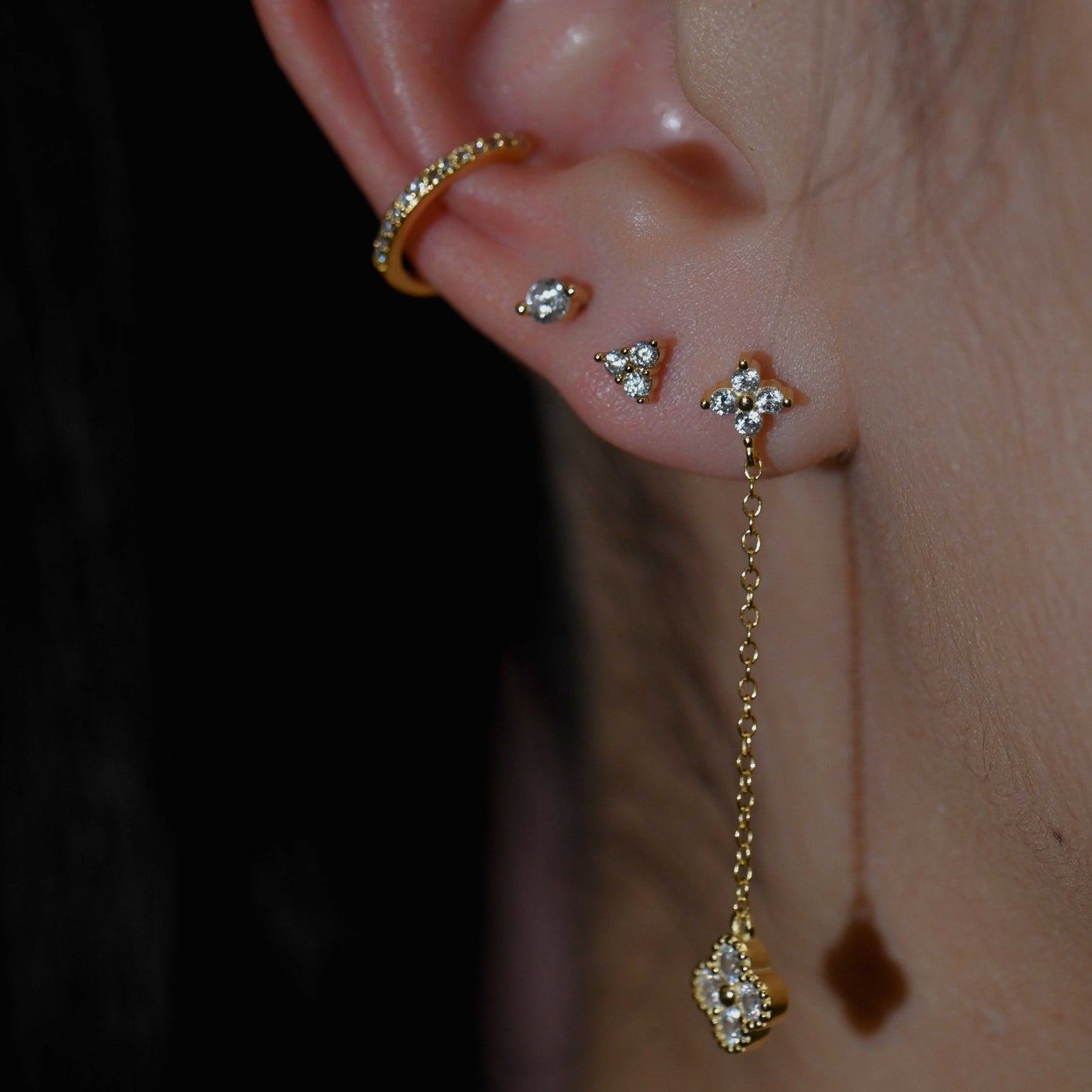 Simple crystal ear cuff