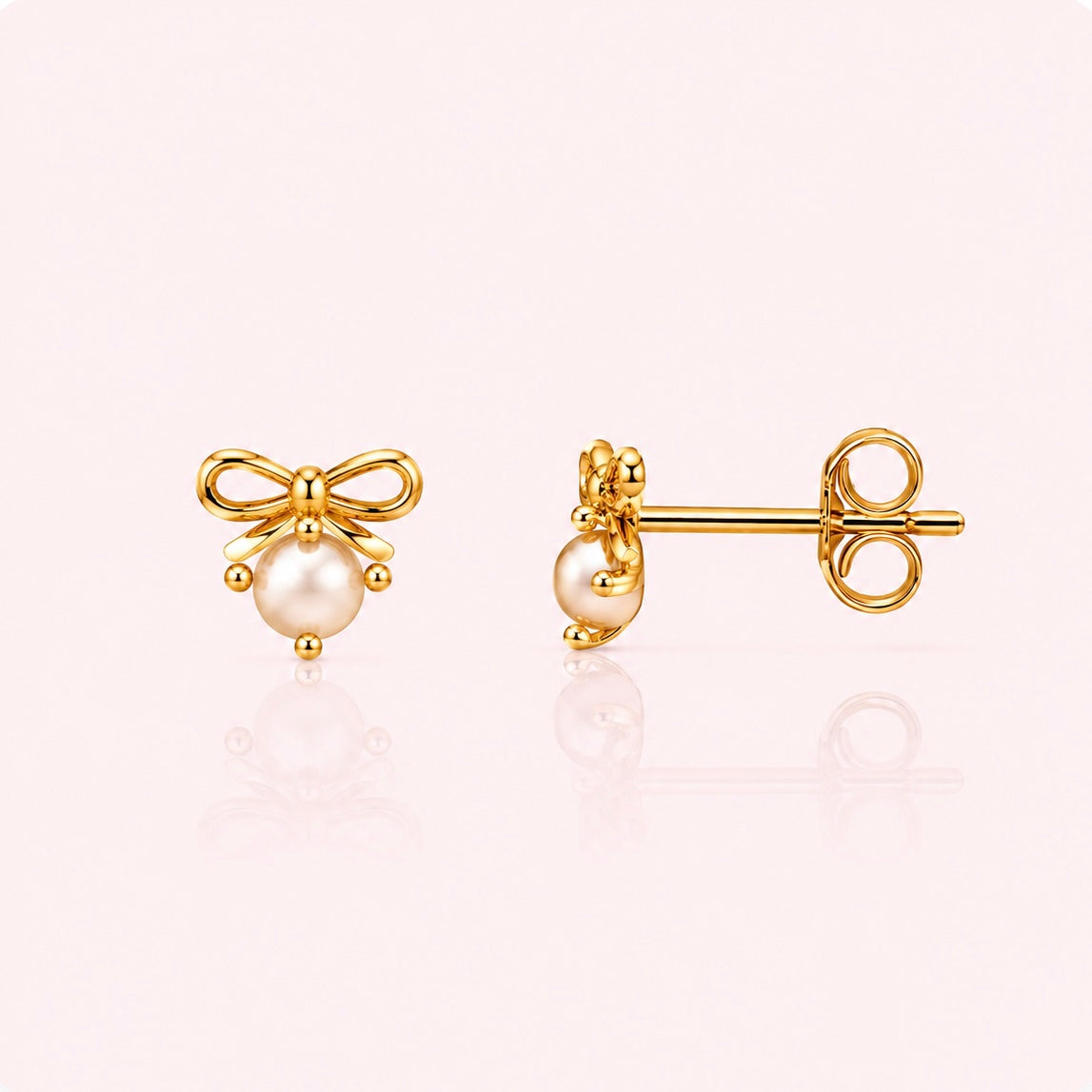 Bow pearl stud