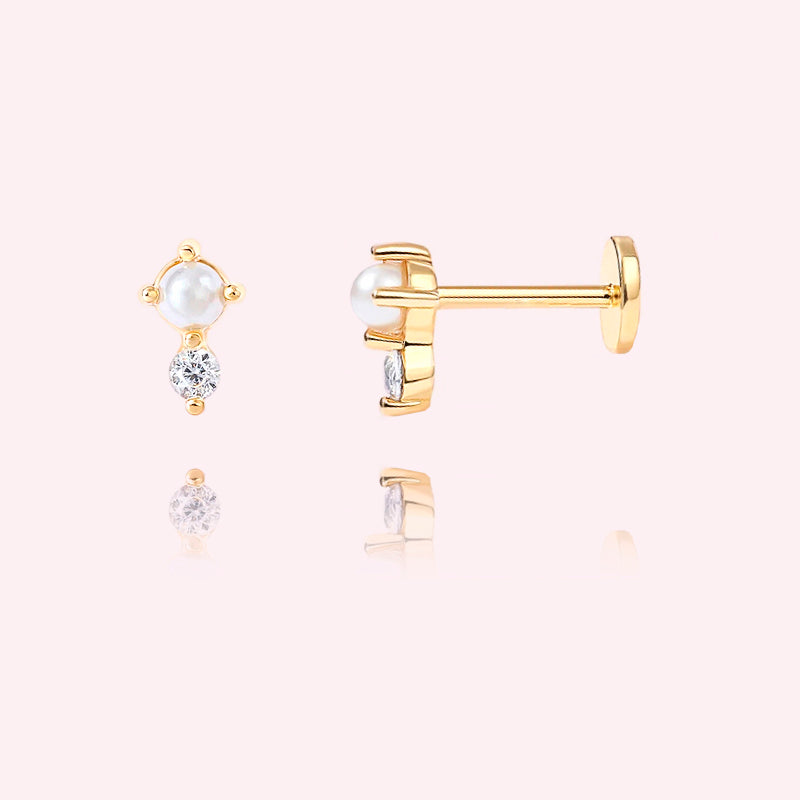 Crystal & pearl flatback stud