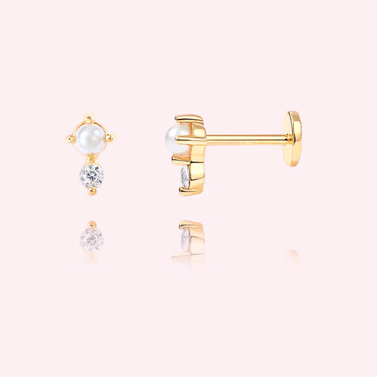 Crystal & pearl flatback stud